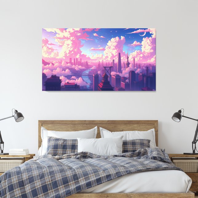 City in the Sky Canvas Print (Insitu(Bedroom))