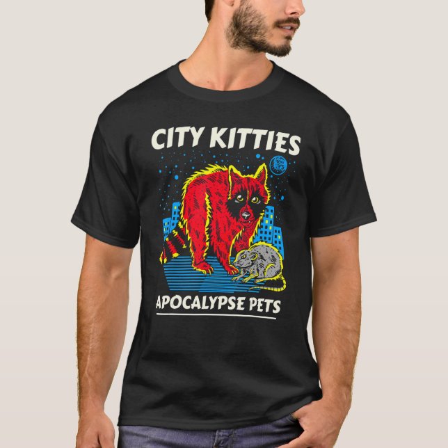 City Kitties Apocalypse Pets Racoon Opossum Class T-Shirt (Front)