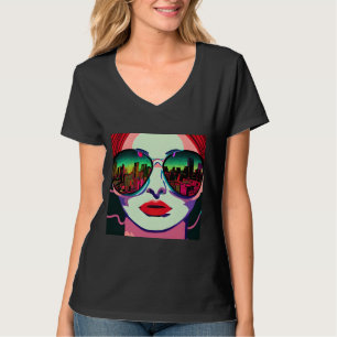 City Lady in Sunglasses Unique Colourful Art T-Shirt