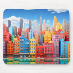 City Landscape Concept Abstract Colourful Scenery Mouse Pad