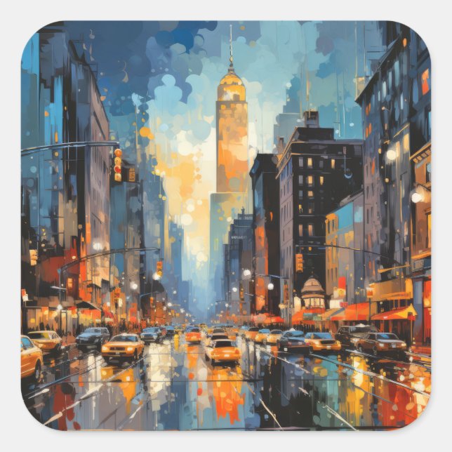 City Landscape Concept Abstract Colourful Scenery Square Sticker (Front)