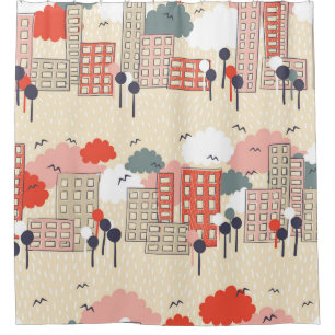 City Life: Seamless Pattern Shower Curtain