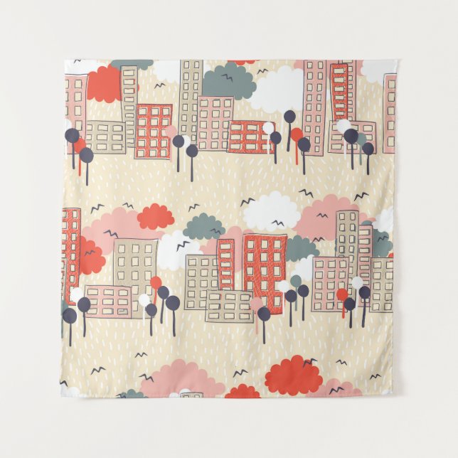 City Life: Seamless Pattern Tapestry (Front)