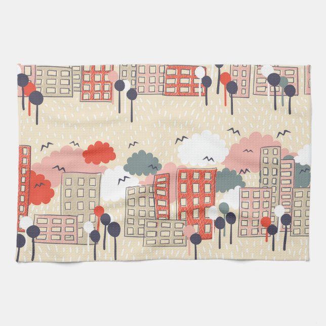 City Life: Seamless Pattern Tea Towel (Horizontal)