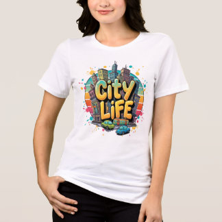 City Life – Vibrant Urban Skyline & Street Vibes Tri-Blend Shirt