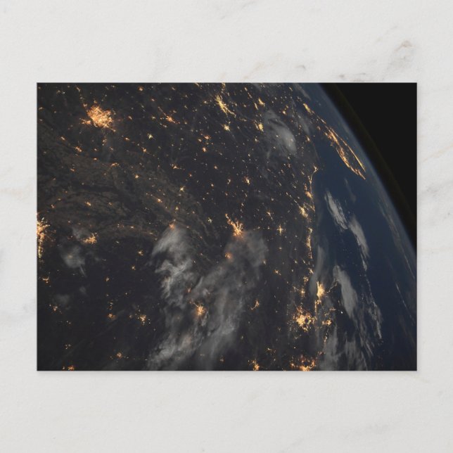 City Lights At Night On Planet Earth Postcard (Front)