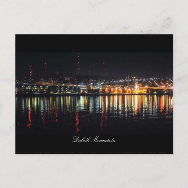 City Lights Duluth Minnesota Postcard (Front)