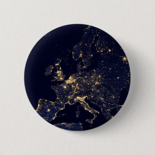 City Lights In Several European And Nordic Cities. 6 Cm Round Badge
