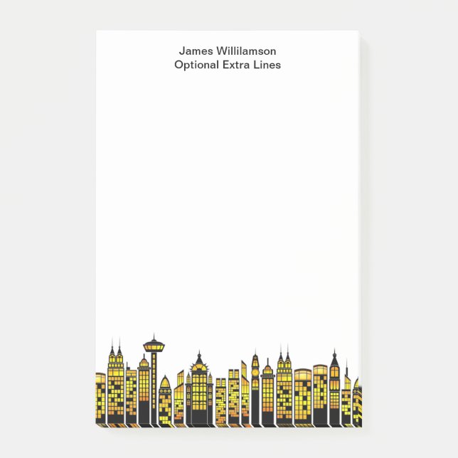 City Lights Modern Bulidings Skyline Night Custom Post-it Notes (Front)