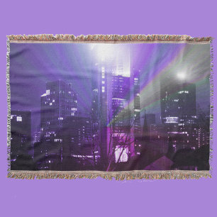 City lights of Frankfurt am Main - purple     Throw Blanket