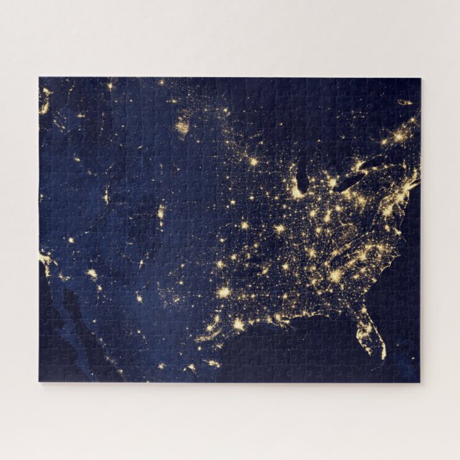 City Lights Of The United States At Night. Jigsaw Puzzle (Horizontal)
