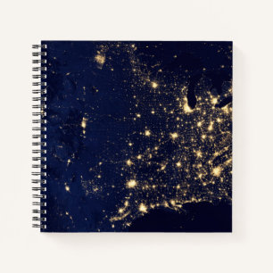 City Lights Of The United States At Night. Notebook