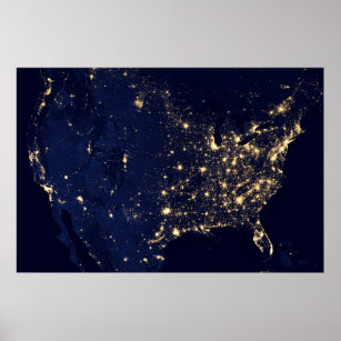 City Lights Of The United States At Night. Poster
