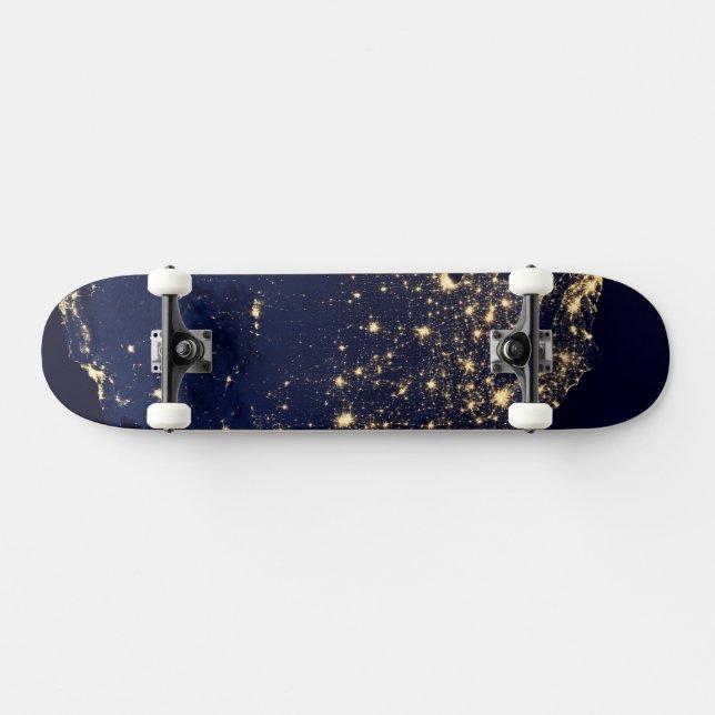 City Lights Of The United States At Night. Skateboard (Horz)