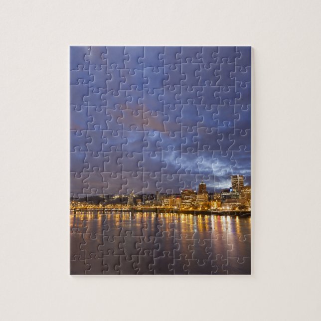 City lights reflected in the Willamette river Jigsaw Puzzle (Vertical)