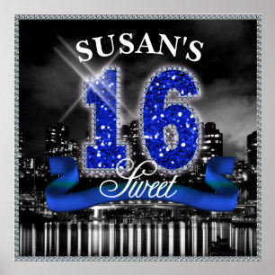 City Lights Sweet Sixteen Blue ID118 Poster