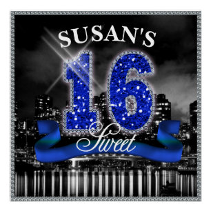 City Lights Sweet Sixteen Blue ID118 Poster