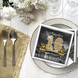 City Lights Sweet Sixteen Gold ID243 Napkin