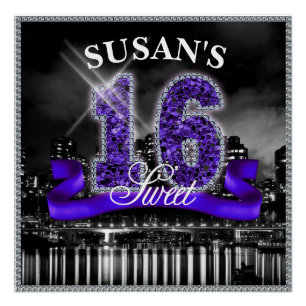 City Lights Sweet Sixteen Purple ID119 Poster