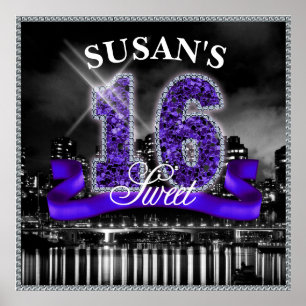 City Lights Sweet Sixteen Purple ID119 Poster