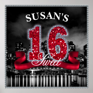 City Lights Sweet Sixteen Red ID242 Poster
