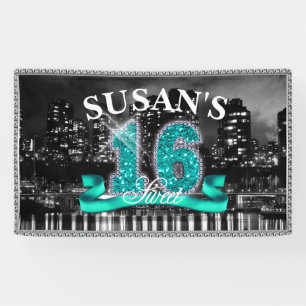 City Lights Sweet Sixteen Teal ID120 Banner