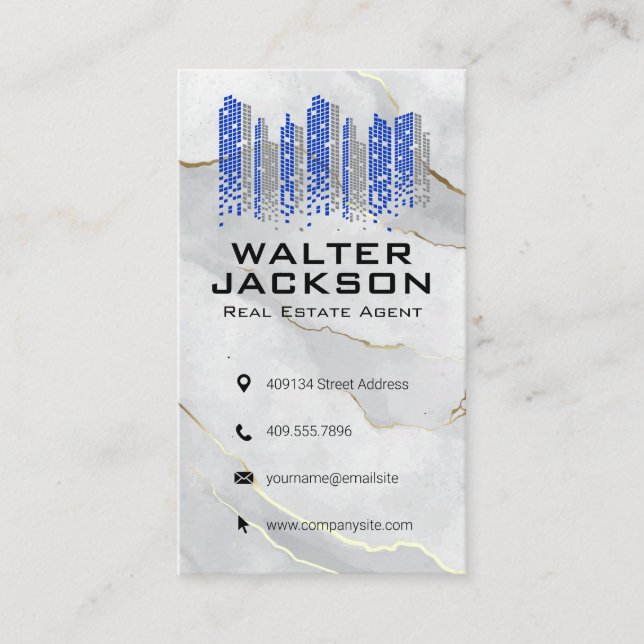 City Logo | Marble Business Card (Front)