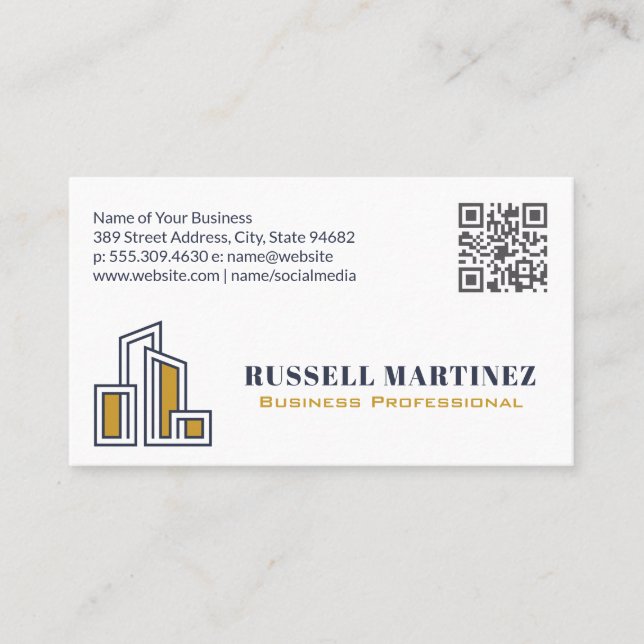 City Logo | Real Estate | QR Code Business Card (Front)