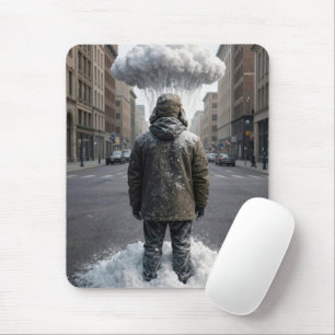 City Man Under a Snow Cloud Mouse Pad