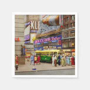 City - Manhattan, NY - 43rd and Broadway 1952 Napkin