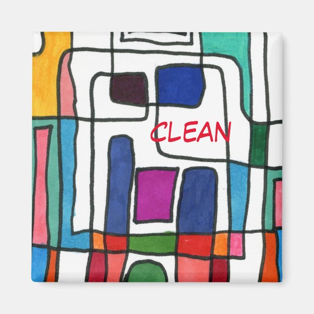 "City Map" Abstract Dishwasher Status Magnet (Front)