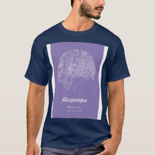 City map in purple Albuquerque New Mexico USA with T-Shirt