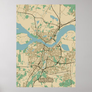 City map of Aalborg, Denmark Poster
