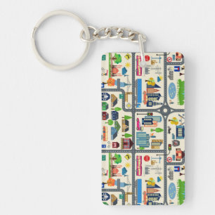 City Map Pattern Key Ring