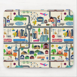 City Map Pattern Mouse Pad