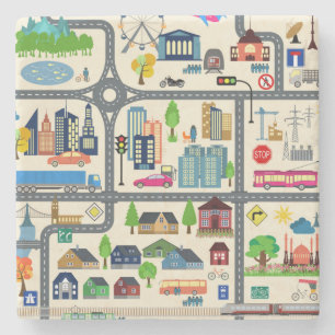City Map Pattern Stone Coaster