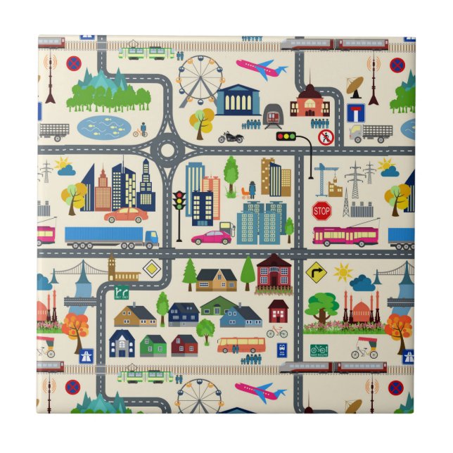 City Map Pattern Tile (Front)