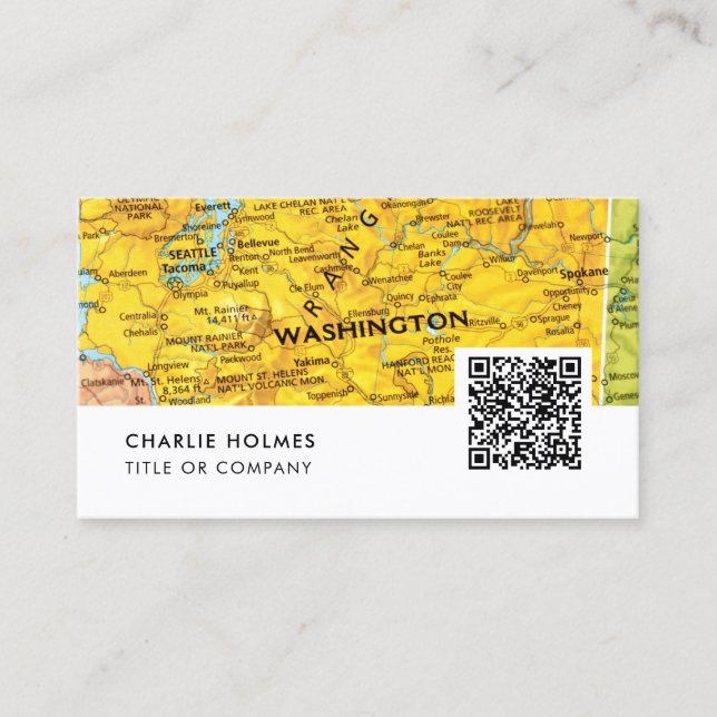 City Map Travel Agency Business Card | QR Code (Front)
