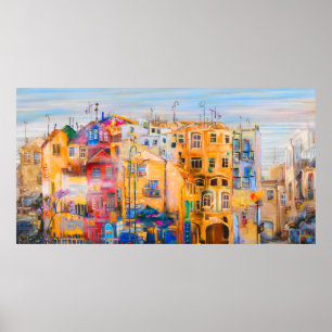 City moodpainting,oil,landscape,town,abstract,arch poster