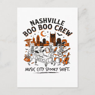 City Nashville Skeleton Halloween Nursing Team Med Postcard