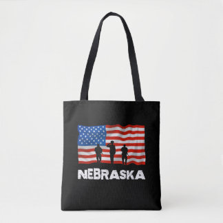 City Nebraska American Flag Christmas Tote Bag