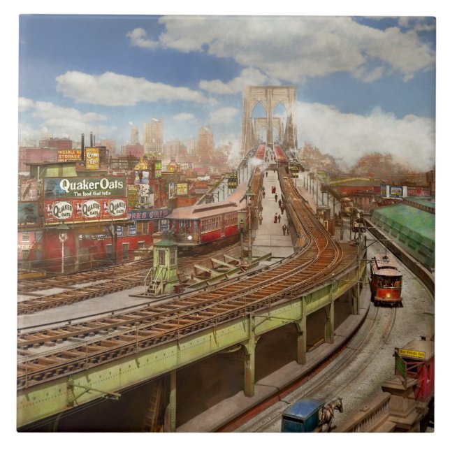 City - New York - The Brooklyn bridge from 1903 Tile (Front)