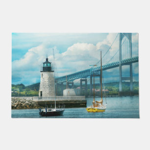 City - Newport RI - The Newport lighthouse Doormat