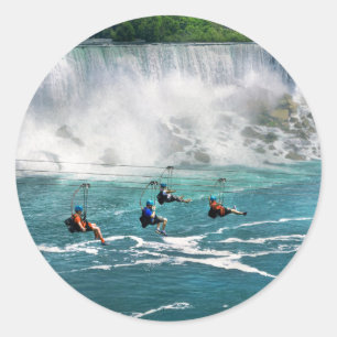 City - Niagara NY - Flying over the Niagara Classic Round Sticker