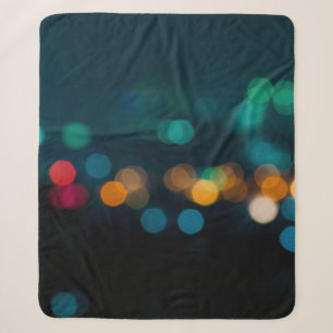 City night light blur bokeh, defocused backgrounda sherpa blanket