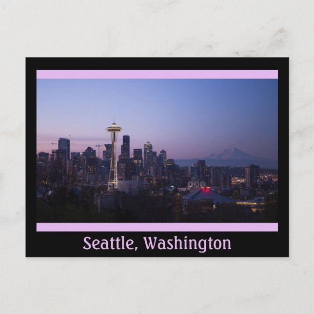 City Night of Seattle Washington Postcard (Front)
