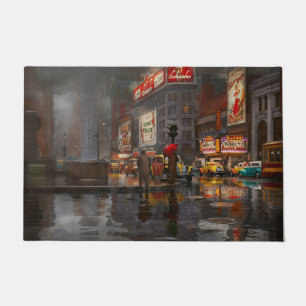 City - NY - A rainy day in New York City 1943 Doormat