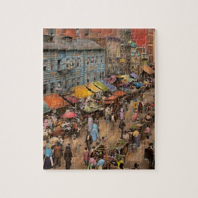 City - NY - Jewish market on the East Side 1890 Jigsaw Puzzle (Vertical)