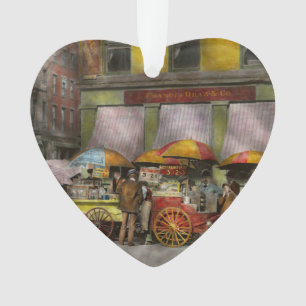 City - NY- Lunch carts on Broadway St NY - 1906 Ornament