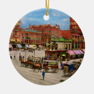 City - NY - The future site of the Flatiron 1890 Ceramic Tree Decoration